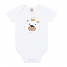 Body Bebê  Ursinhno coroa Branco
