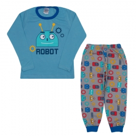 Pijama Infantil Robô Azul