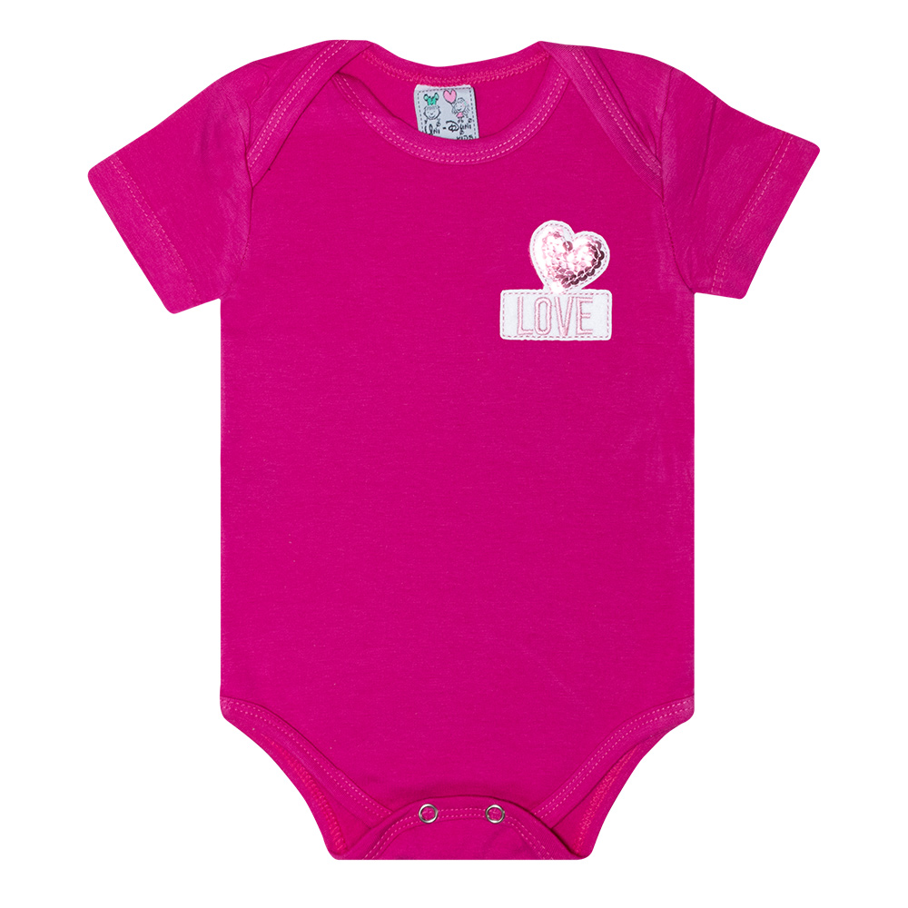 Body Bebê Aplique Love Pink  - Jeito Infantil