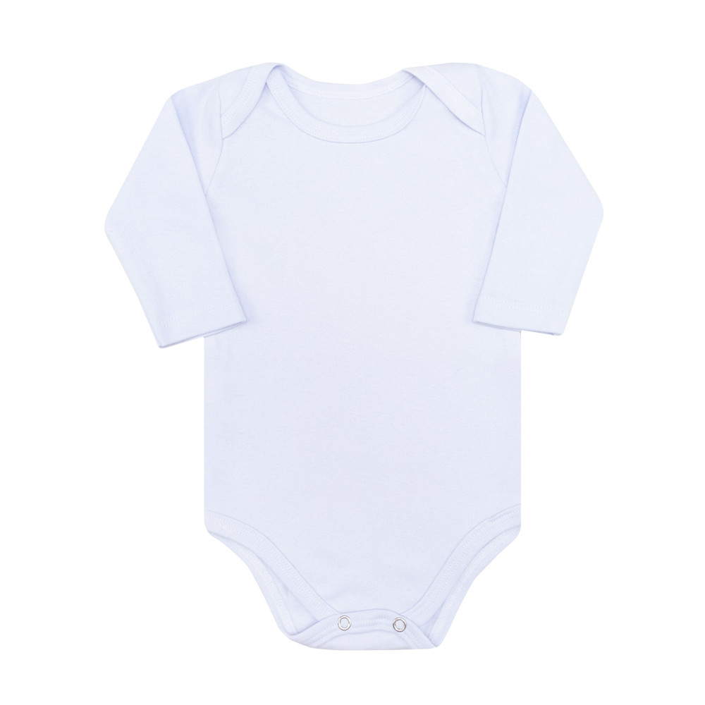 Body Bebê Manga Longa Liso Branco  - Jeito Infantil
