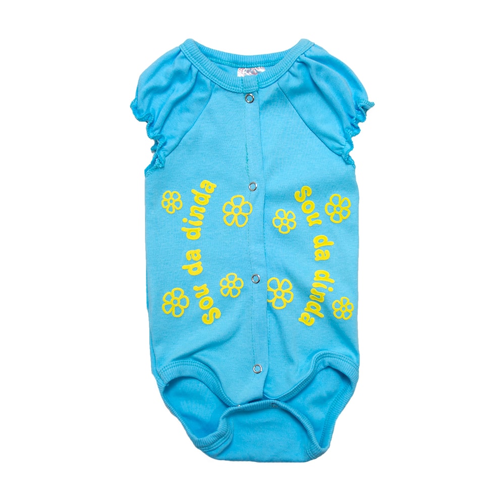 Body Bebê Sou Da Dinda  Azul e Amarelo - Jeito Infantil