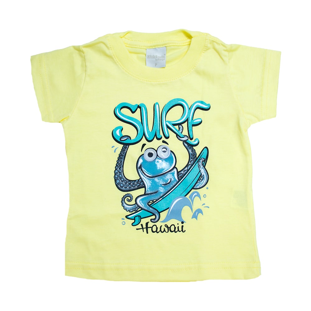 Camiseta Bebê Surf Amarelo  - Jeito Infantil