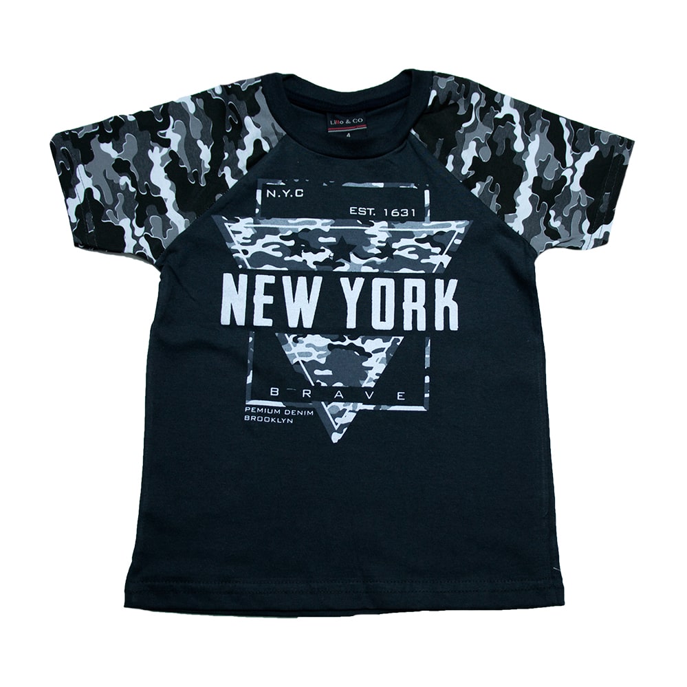 Camiseta Infantil New York Chumbo  - Jeito Infantil