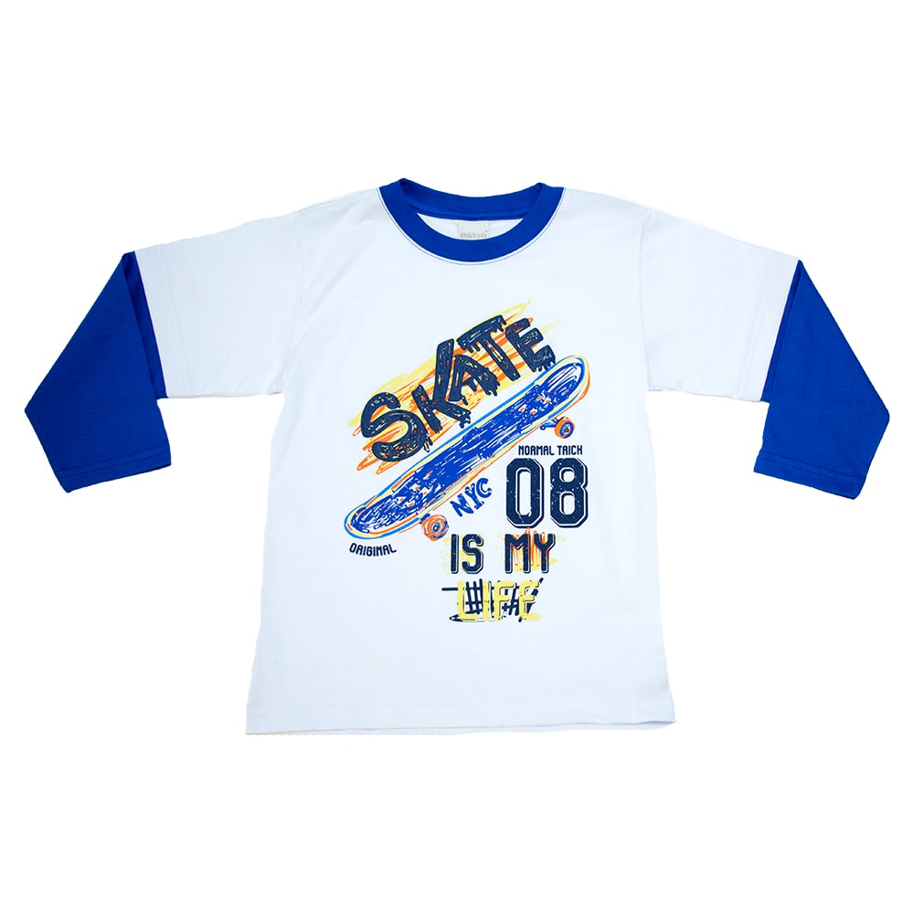 Camiseta Infantil Skate Branca  - Jeito Infantil