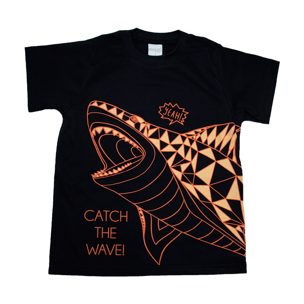 Camiseta Infantil Tubarão Preto  - Jeito Infantil