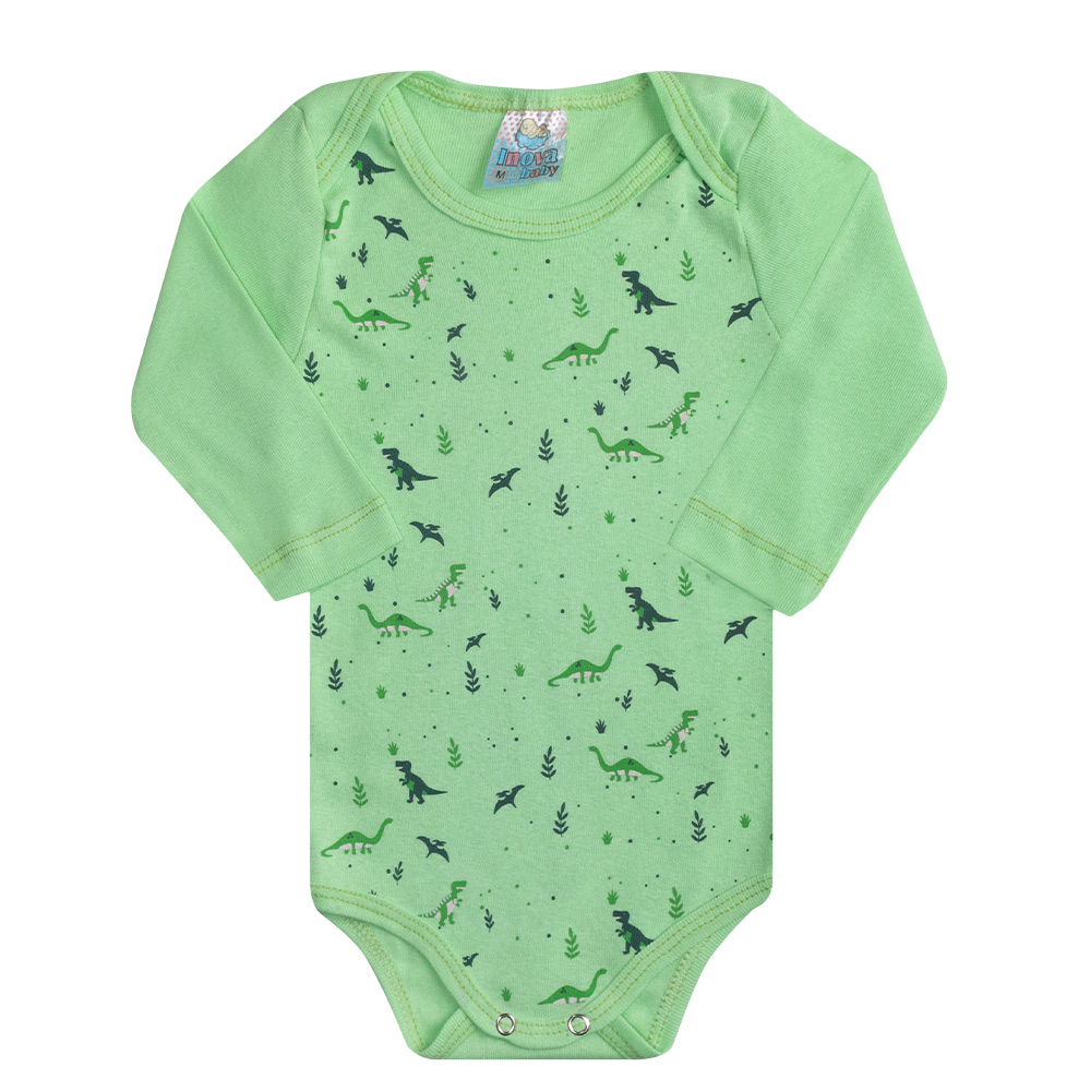 Conjunto Bebê Body Dino Verde  - Jeito Infantil