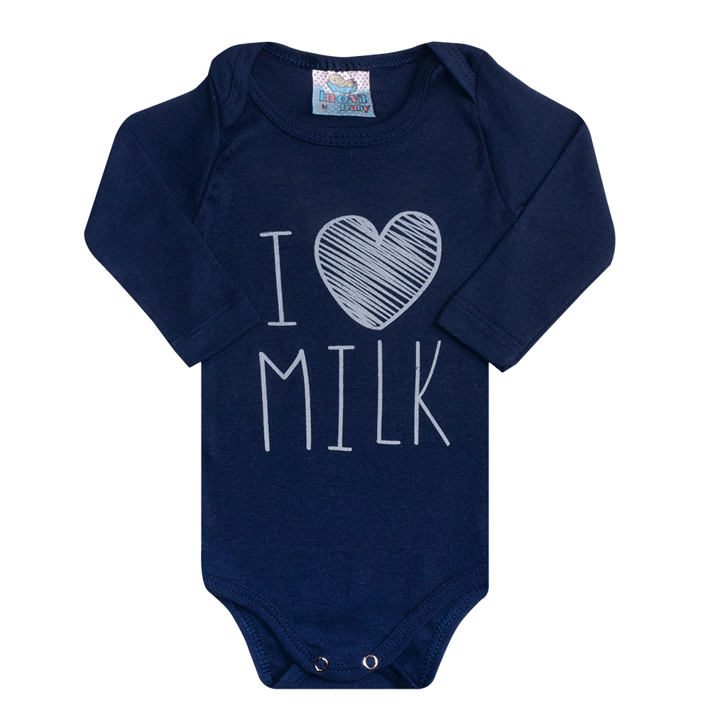 Conjunto Bebê Body I Love Milk Marinho  - Jeito Infantil
