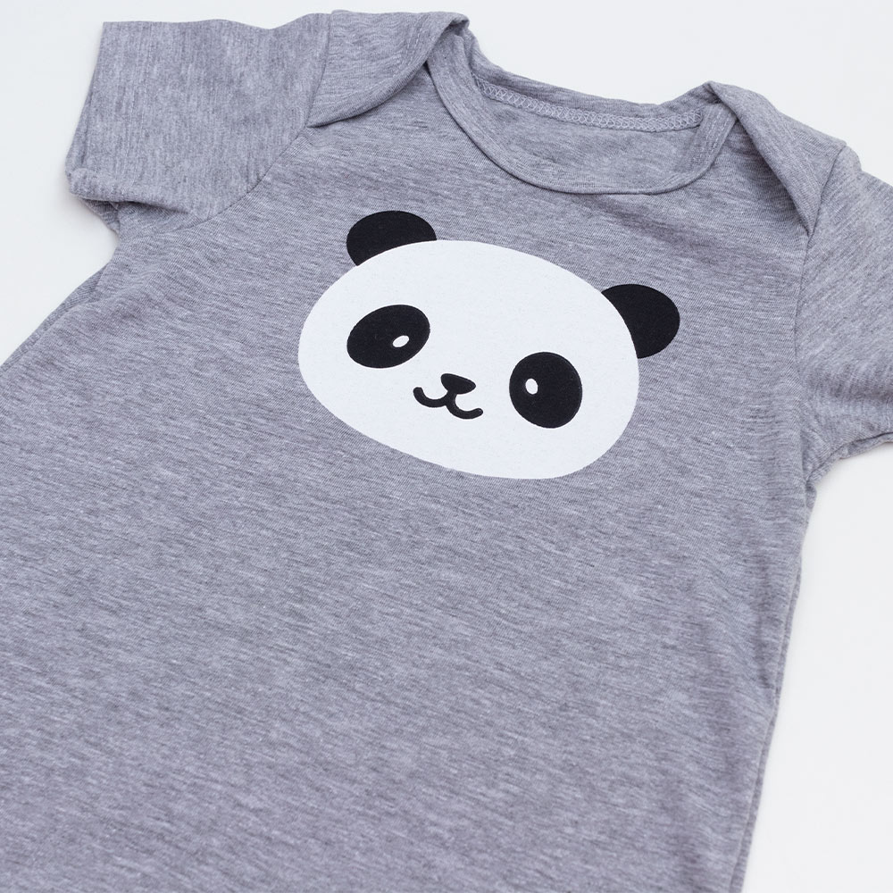Macacão Romper Panda Mescla - Jeito Infantil