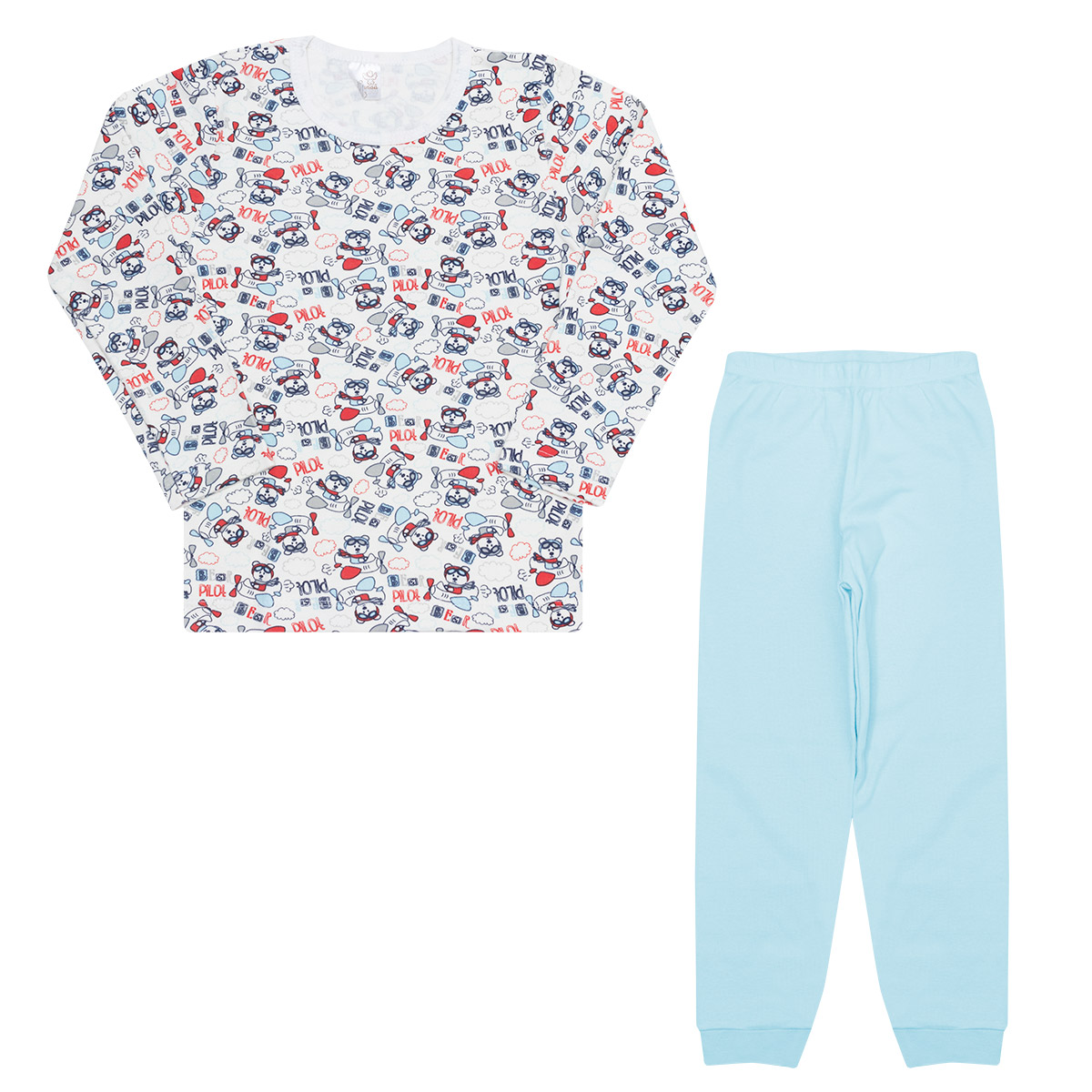 Pijama Infantil Avião Bege - Jeito Infantil