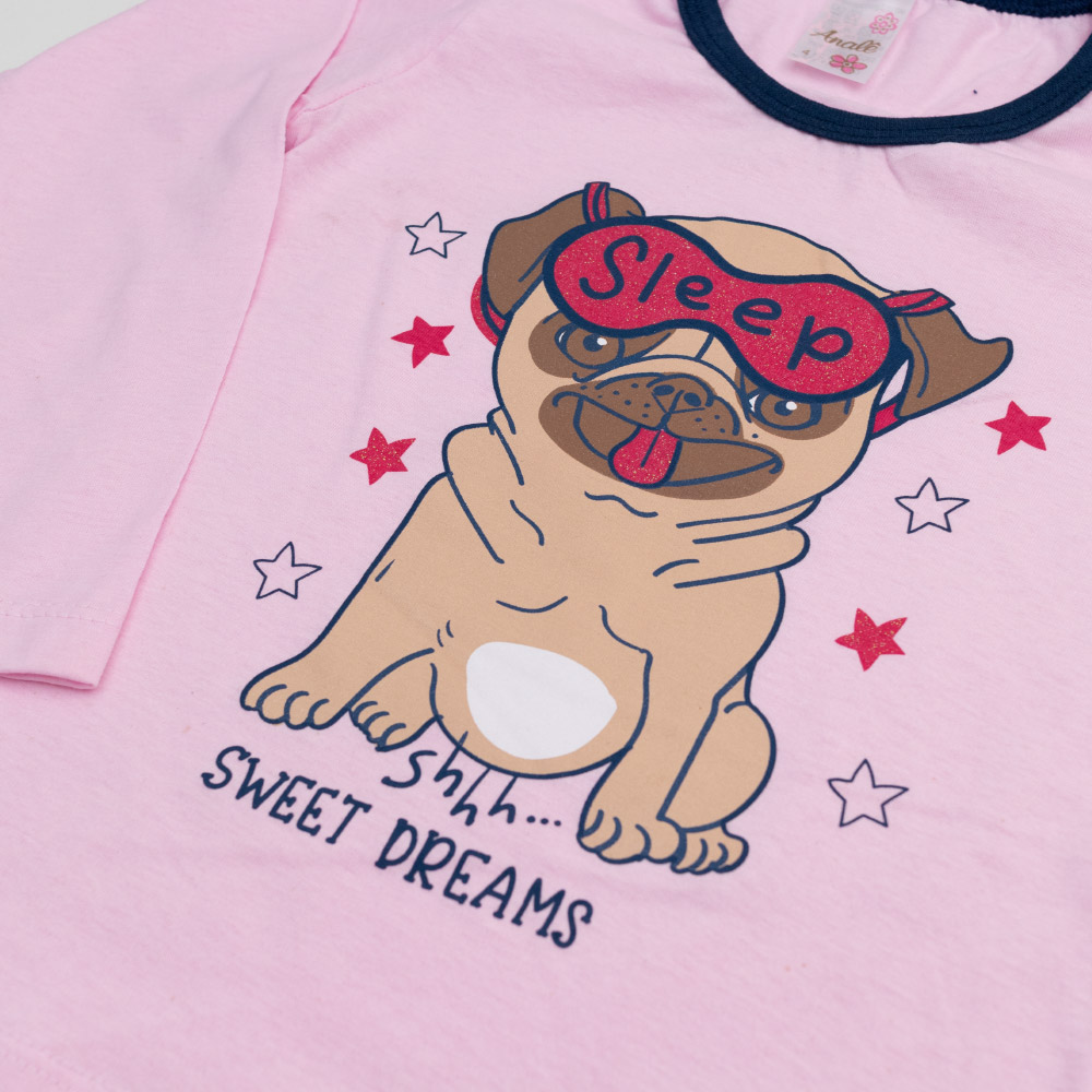 Pijama Infantil Dog Rosa - Jeito Infantil