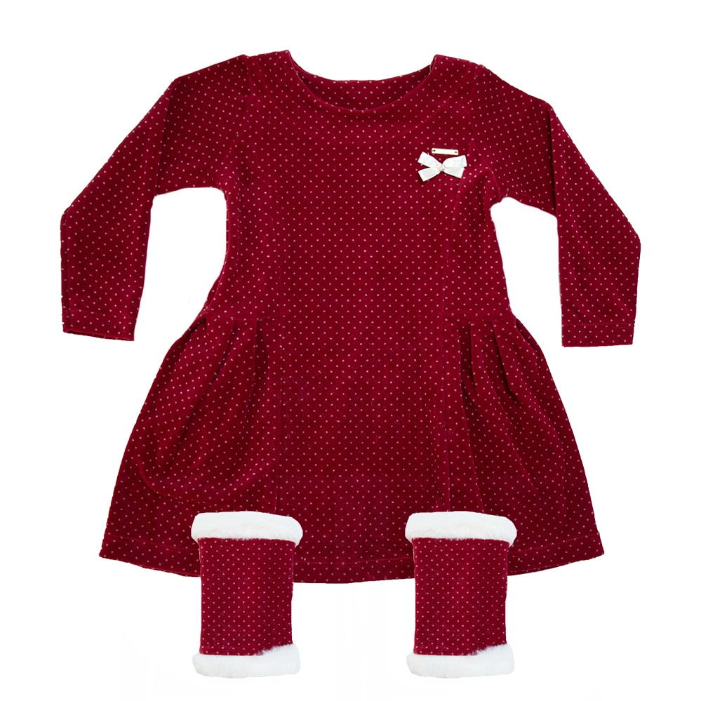 Vestido Infantil Com Polaina Vermelho  - Jeito Infantil