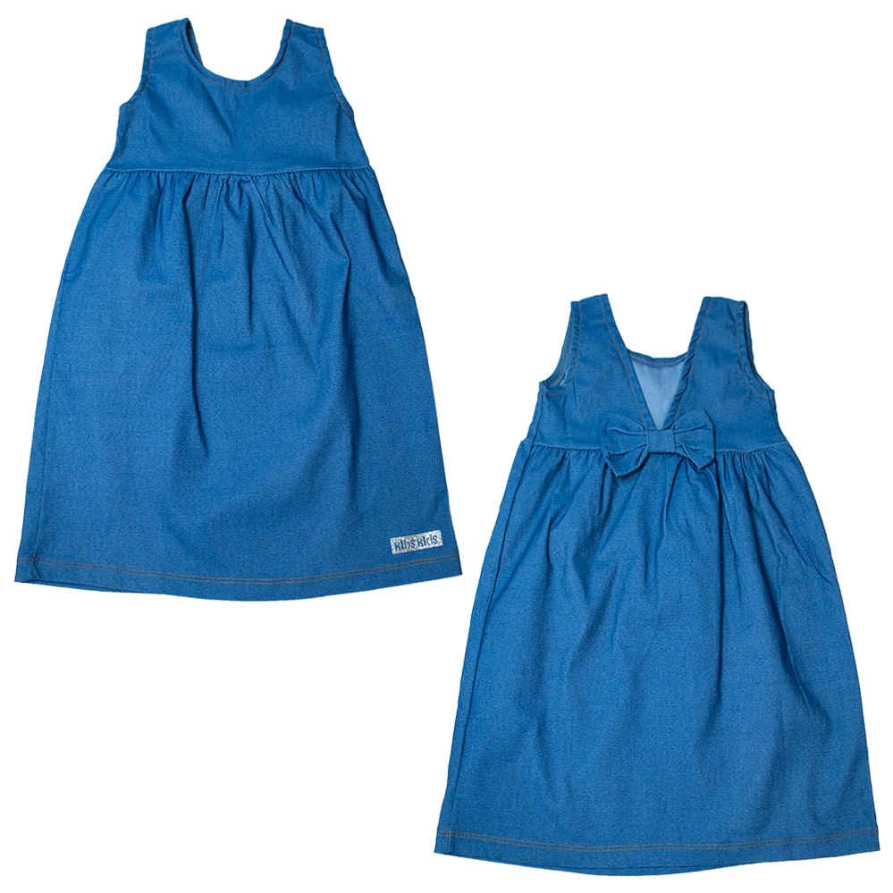 Vestido Infantil Laço Costa Azul  - Jeito Infantil