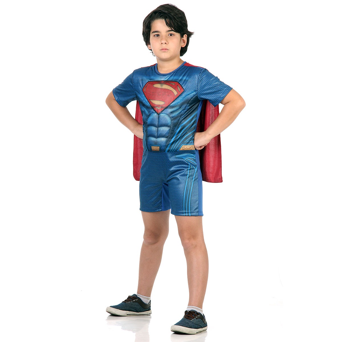 Fantasia Infantil Super Homem Curto Com Musculos
