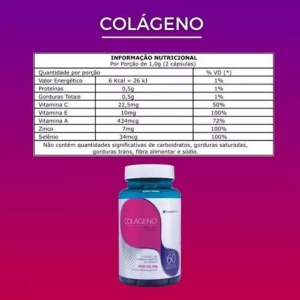 Kit 2 Suplemento Colágeno Plus - 500mg 60 Caps Vitamina Natural Flora Elasticidade da pele hidrata linhas de expressão