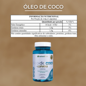 Kit 3 Suplemento Óleo de Coco + Cafeína - 1000mg 60 Caps - Vitamina Natural Flora