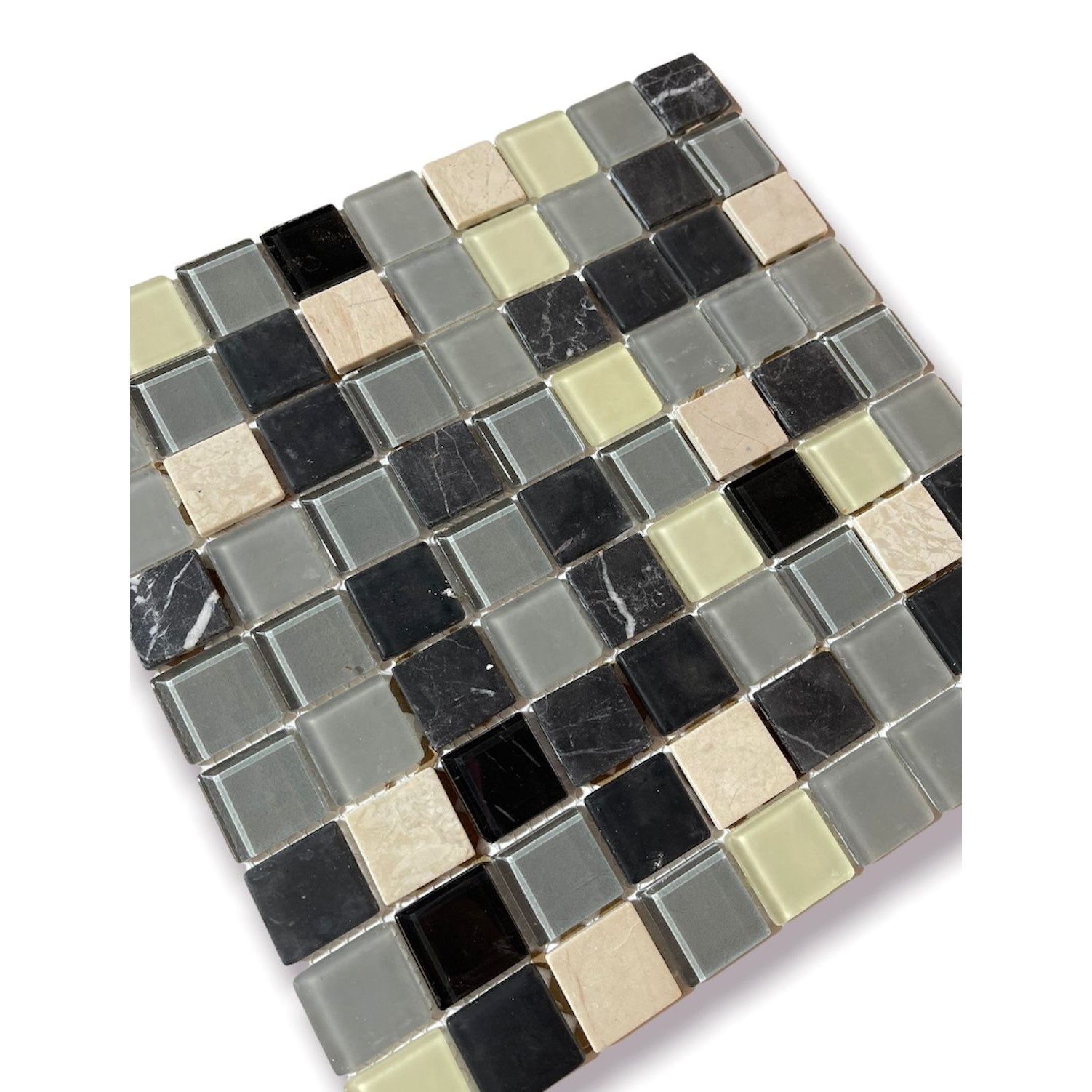 Kit com 44 Pastilhas de Pedra Mix Mosaic Zeus 30x30cm 3x3cm