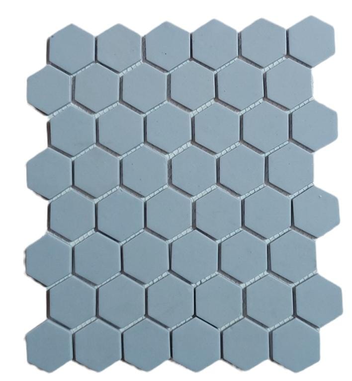 Pastilha de Vidro Ecológico Hexagonal Powder Blue 4,2X4,8 A