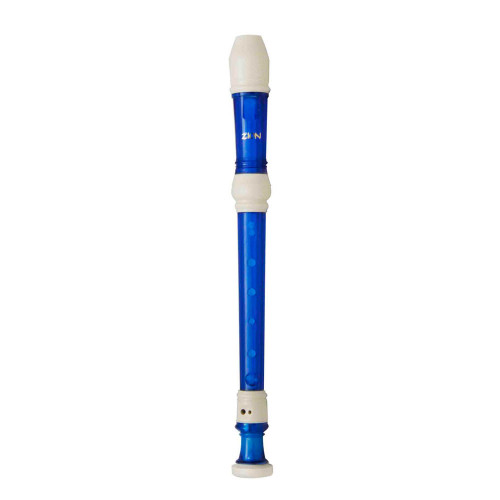 Flauta Doce Soprano Barroca Zion ZRS-30BB Azul Transparente E Marfim