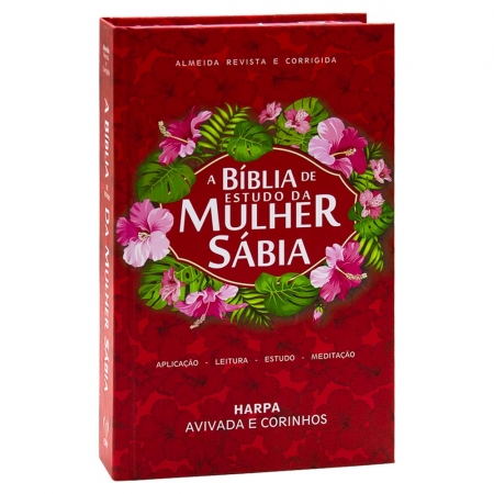 Bíblia de Estudo da Mulher Sábia | Jfa | Capa Dura | Arc | Modelo 11 - Hibisco Vermelha