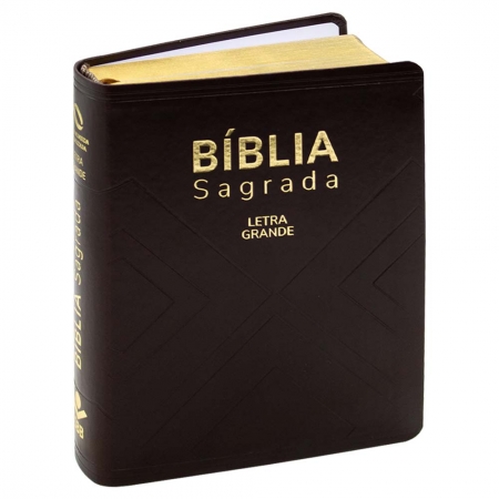 Bíblia Sagrada | Naa | Letra Grande | Capa Couro Sintético Marrom