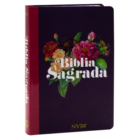Bíblia Sagrada Nvi Palavras de Jesus Destacada Letra Grande Capa Semiflexível Floral Vinho