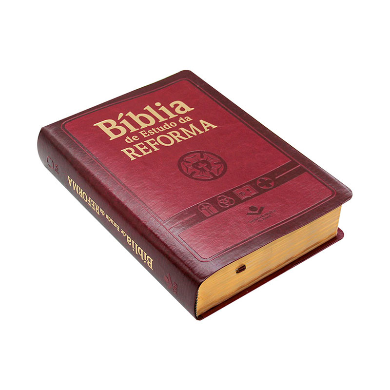 Bíblia De Estudo Da Reforma | ARA | Com Índice | Luxo | Capa Couro Sintético Vinho