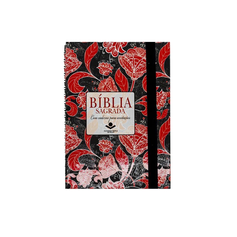 Bíblia Sagrada Fonte de Bençãos Com Caderno De Anotações | ARA | Capa Semiflexível | Vermelha e Preta