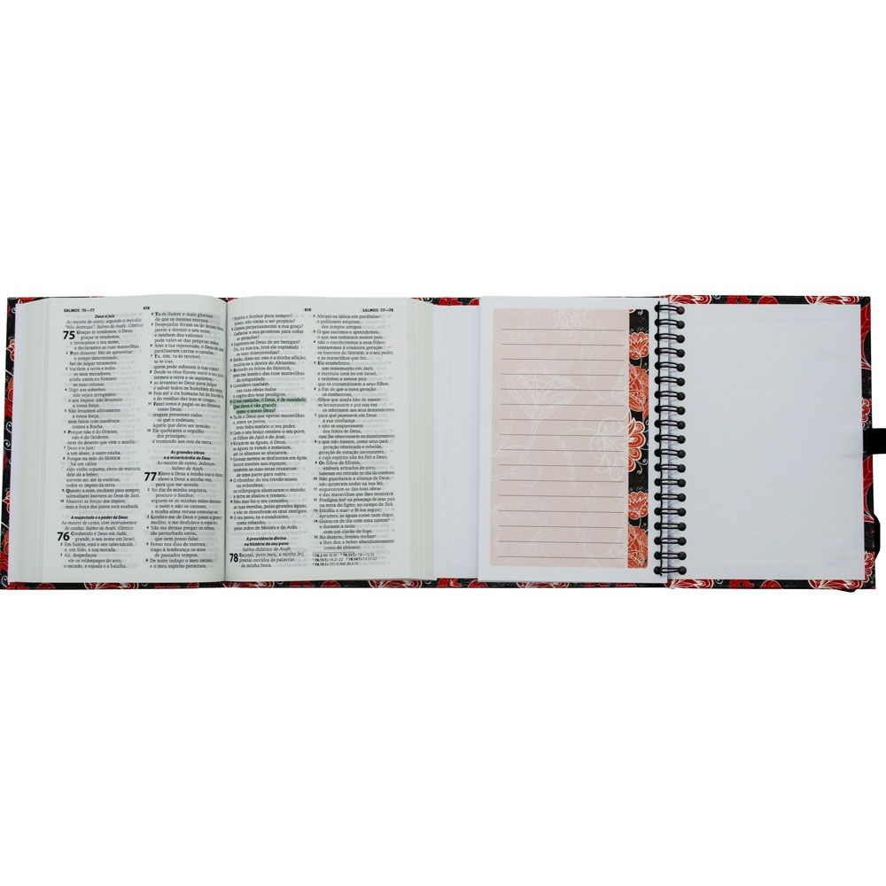 Bíblia Sagrada Fonte de Bençãos Com Caderno De Anotações | ARA | Capa Semiflexível | Vermelha e Preta