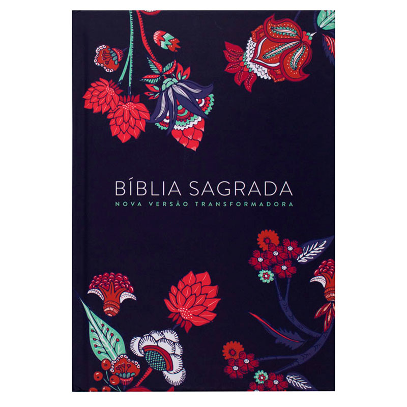 Bíblia Sagrada Indian Flowers | NVT | Capa Dura | Azul Marinho