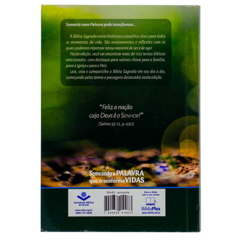 Bíblia Sagrada - NAA - Semente - Capa Brochura Verde