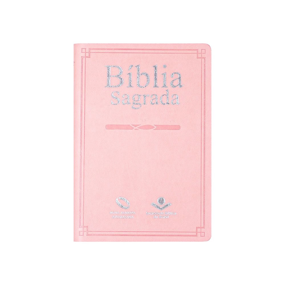 Bíblia Sagrada Slim | NAA | Capa Couro | Rosa Claro