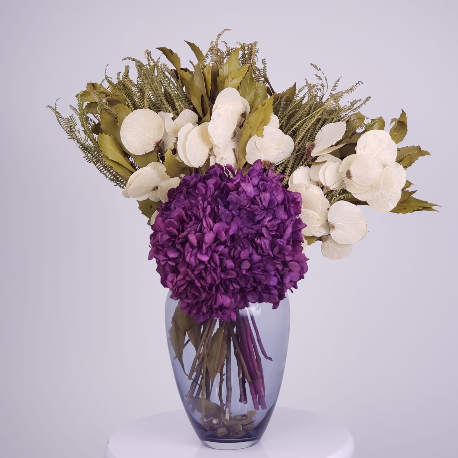 Arranjo Desidratado Florescer  Violeta P + Vaso