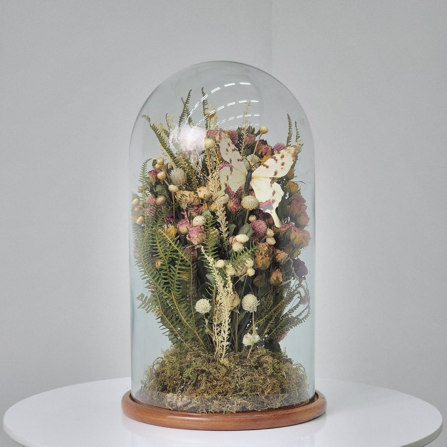 Redoma Decorativa de Vidro com Flores Desidratadas Jardim Inglês M - 23 x 40