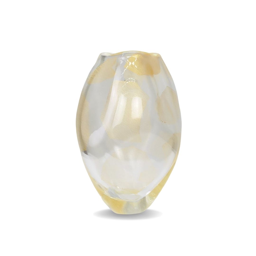 Vaso de Murano Roca Áureo Translúcido  com Ouro 24k Cristais Cá d'Oro 10x15