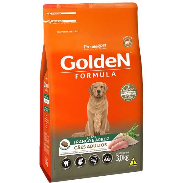 Ração Pet Golden Formula Cães Adultos Frango e Arroz 3kg