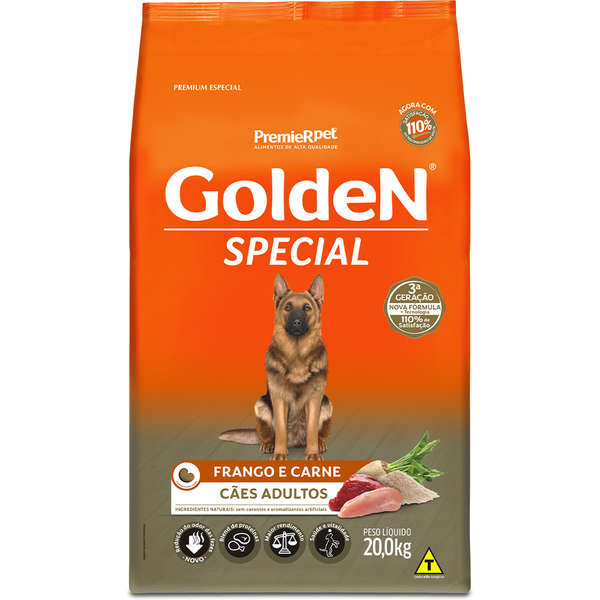 Ração Seca PremieR Pet Golden Special Cães Adultos Frango e Carne 20kg