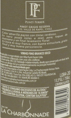 Vinho Punti Ferrer Reserva Pinot Grigio 750 ml