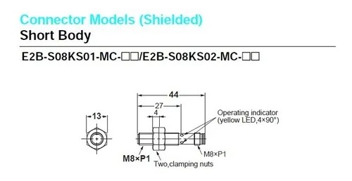 Sensor Indutivo M8 E2b-s08ks02-mc-b1 Omron - Riberpack