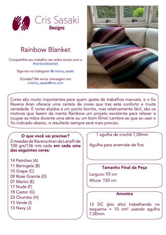 Receita de Crochê Rainbow Blanket - Empório das Lãs