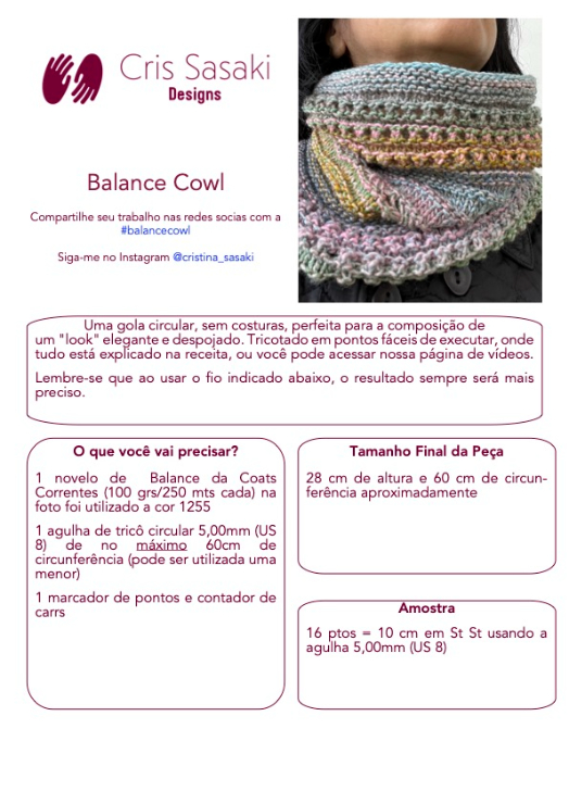 Receita de Tricô Balance Cowl - Empório das Lãs