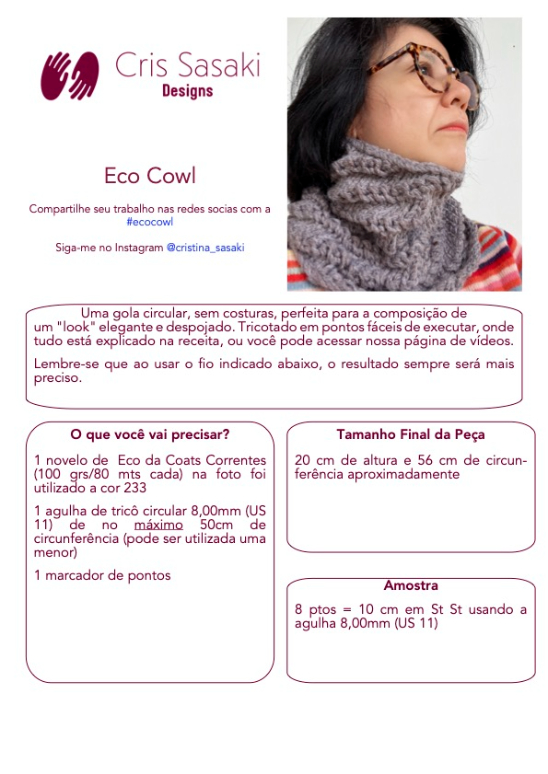 Receita de Tricô Eco Cowl - Empório das Lãs