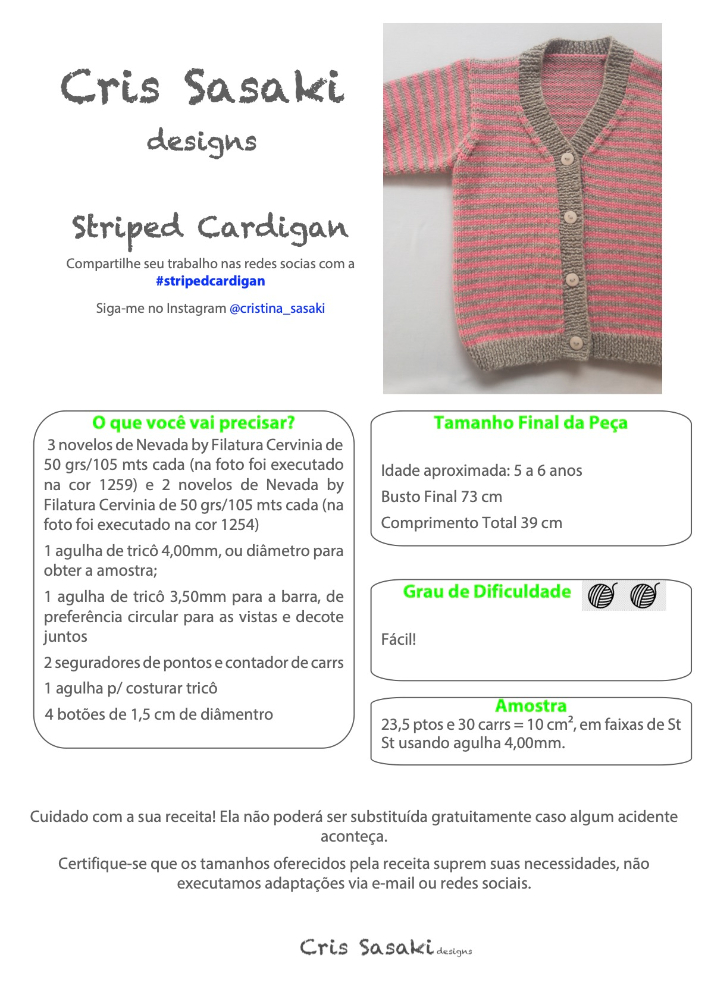 Receita Striped Cardigan - Empório das Lãs