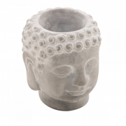 Cachepot  buddha em cimento cinza 8,5x8x9,5cm