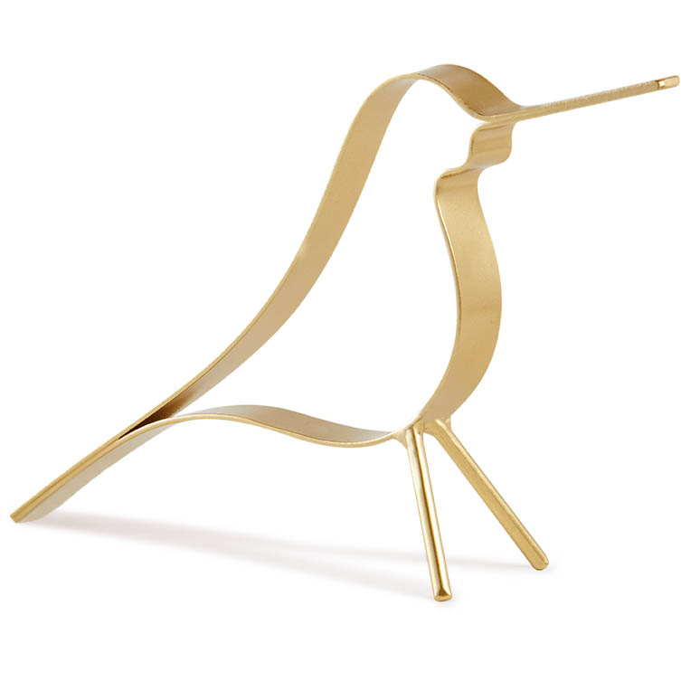 Escultura pássaro line em metal dourado