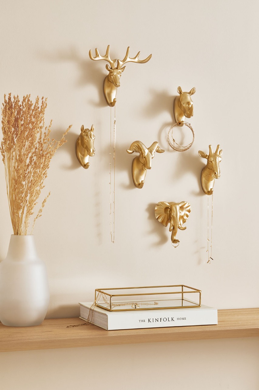 Gancho de parede em resina - Elefante - Dourado