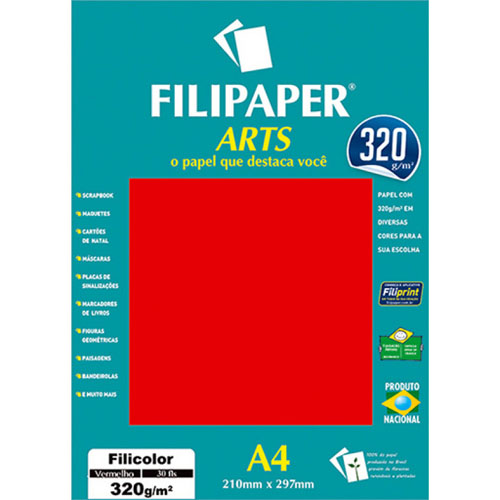 FILIPAPER ARTS VERMELHO A4 210X297 320G 30FLS