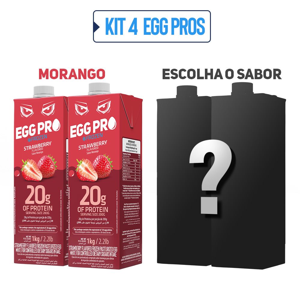 Kit 2 Egg Pro Morango + 2 Escolha Seu Sabor