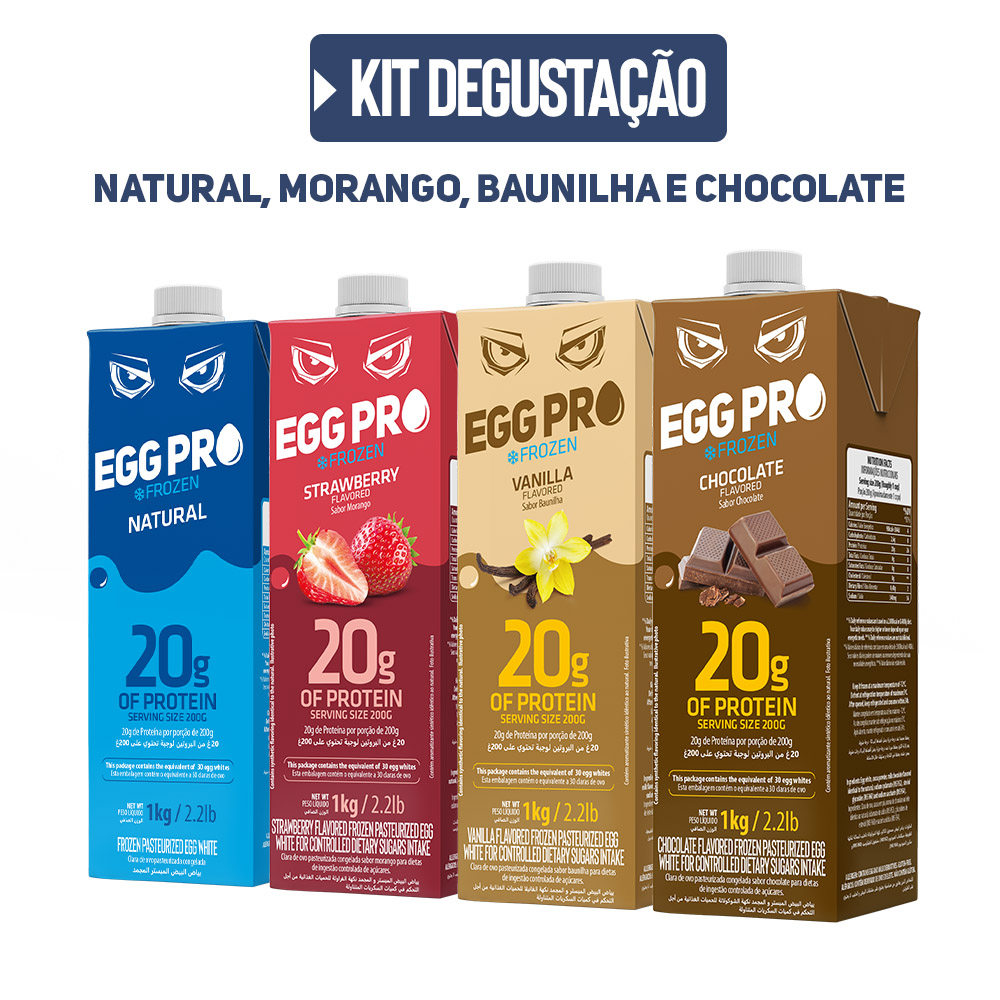 Kit Sabores - 1 EggPro Baunilha + 1 EggPro Chocolate + 1 EggPro Morango + 1 EggPro Natural