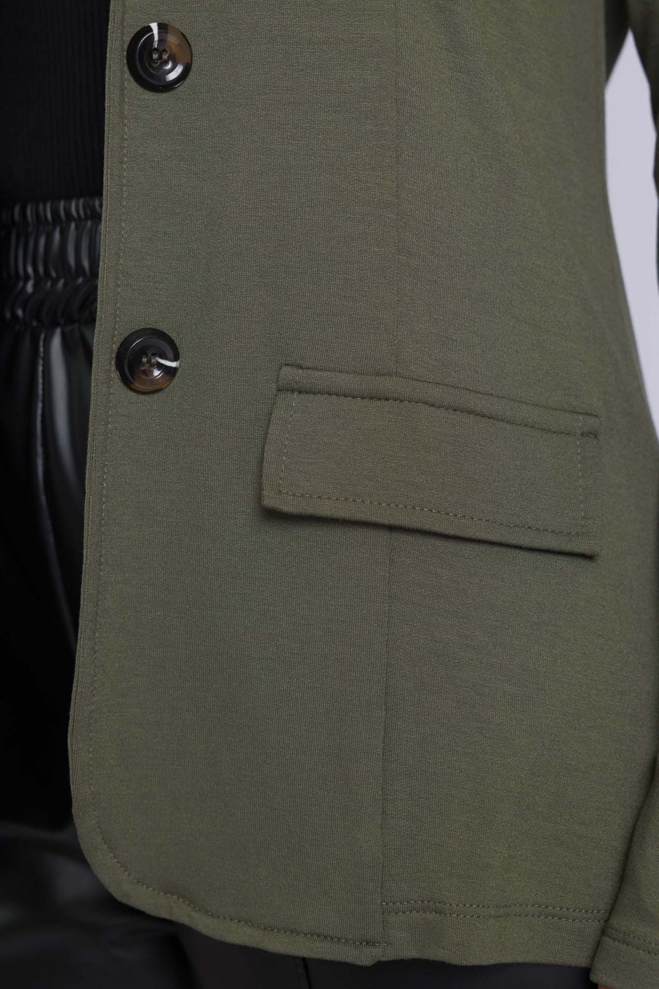 Blazer Plus Size em Malha Verde Militar Cess