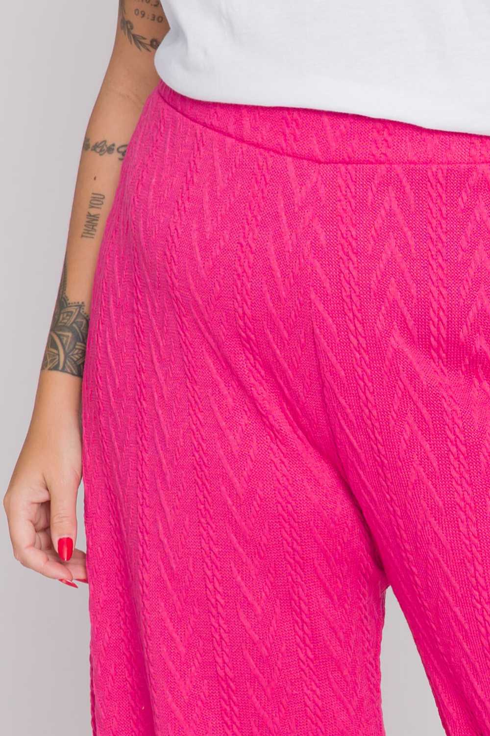 Calça Plus Size Pantalona Malha Tricot Rosa Cess